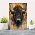 thumbnail image 4 of [Buffalo Wall Art] 2D Flat 1pc Western Buffalo Wall Art with Frame, Realistic Bison Animal Painting, Rustic Wooden Texture, Hook for Easy Hanging, Perfect for Home Decor, Home Accent Piece, 4 of 7