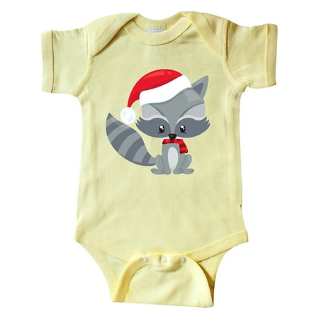 

Inktastic Christmas Raccoon Raccoon With Santa Hat Scarf Gift Baby Boy or Baby Girl Bodysuit
