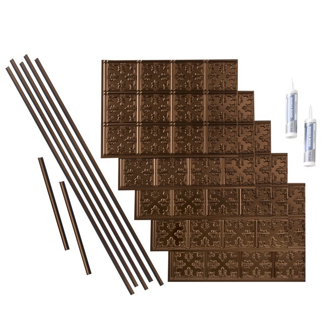 FASÄDE Traditional Style 10 Decorative Vinyl Backsplash 15 sq ft Kit in Oil Rubbed Bronze