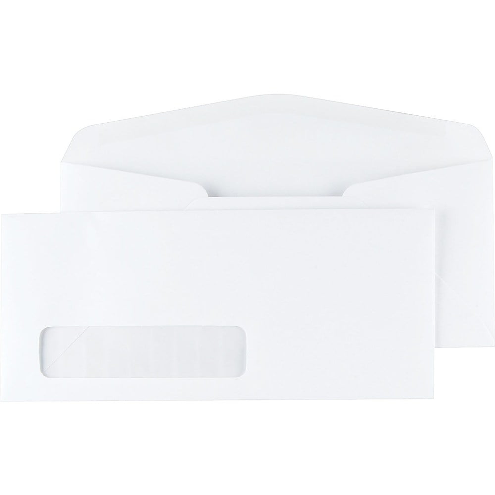 Staples Gummed Business Envelope 4 1/8" x 9 1/2" White Wove 500/Box