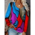 thumbnail image 2 of Gvmfive Women's Long Sleeve Round Neck Tunic Top Casual Printed Shirts with Pocket, 2 of 5