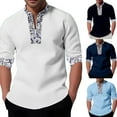 thumbnail image 3 of Mens Fashion Casual Long Sleeve Placket Blouse Loose Large Size Tops T Shirts, 3 of 6