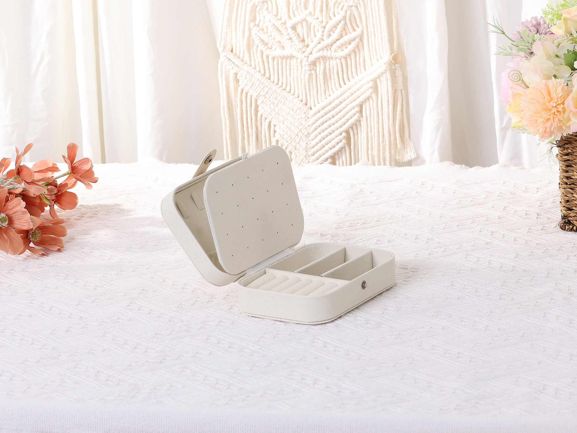 Unique Bargains Jewelry Box Small PU Leather Jewelry Organizer Case Storage Display Holder Gold Pink
