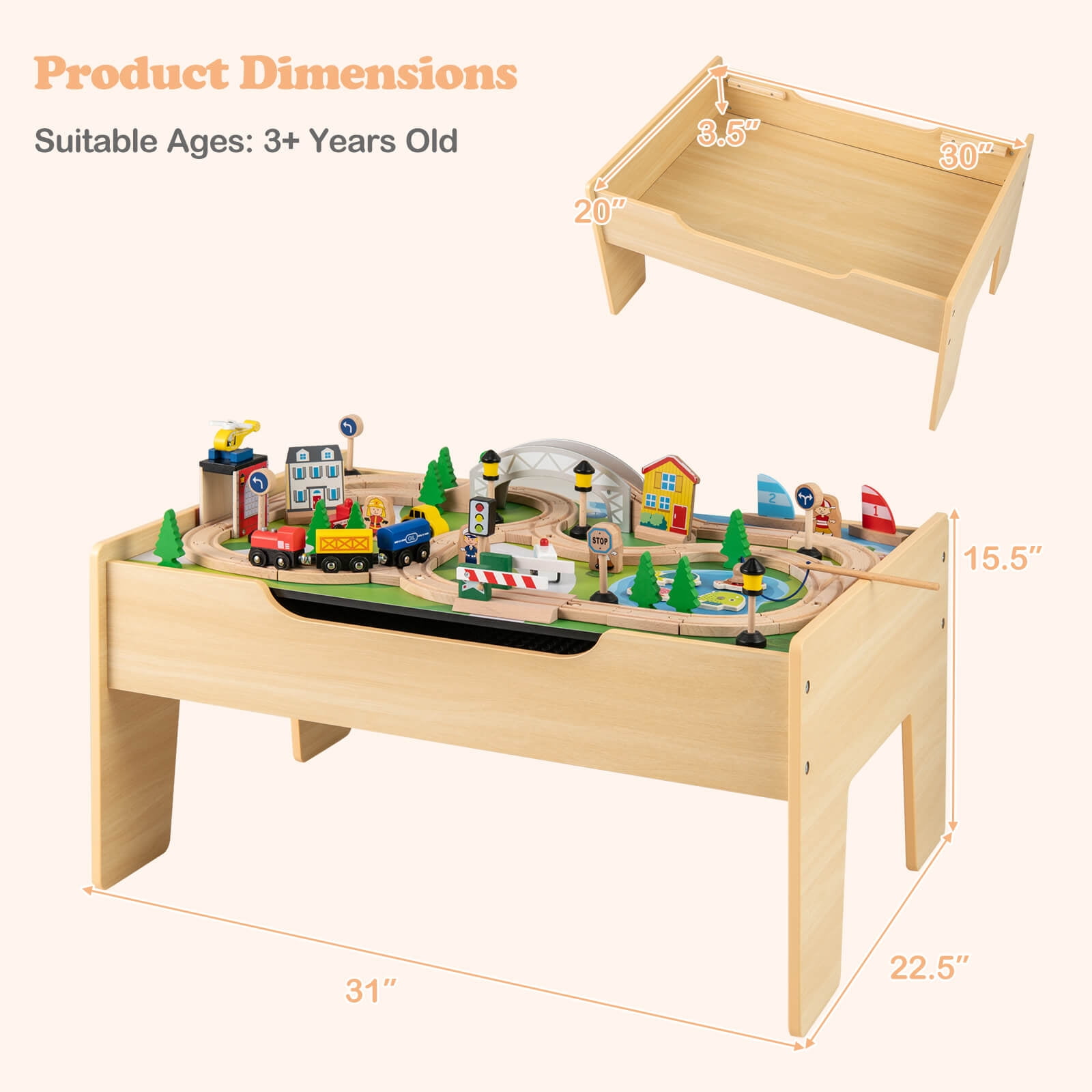 Costway All-in-One Kids Activity Table with Reversible Blackboard & Map Tabletop