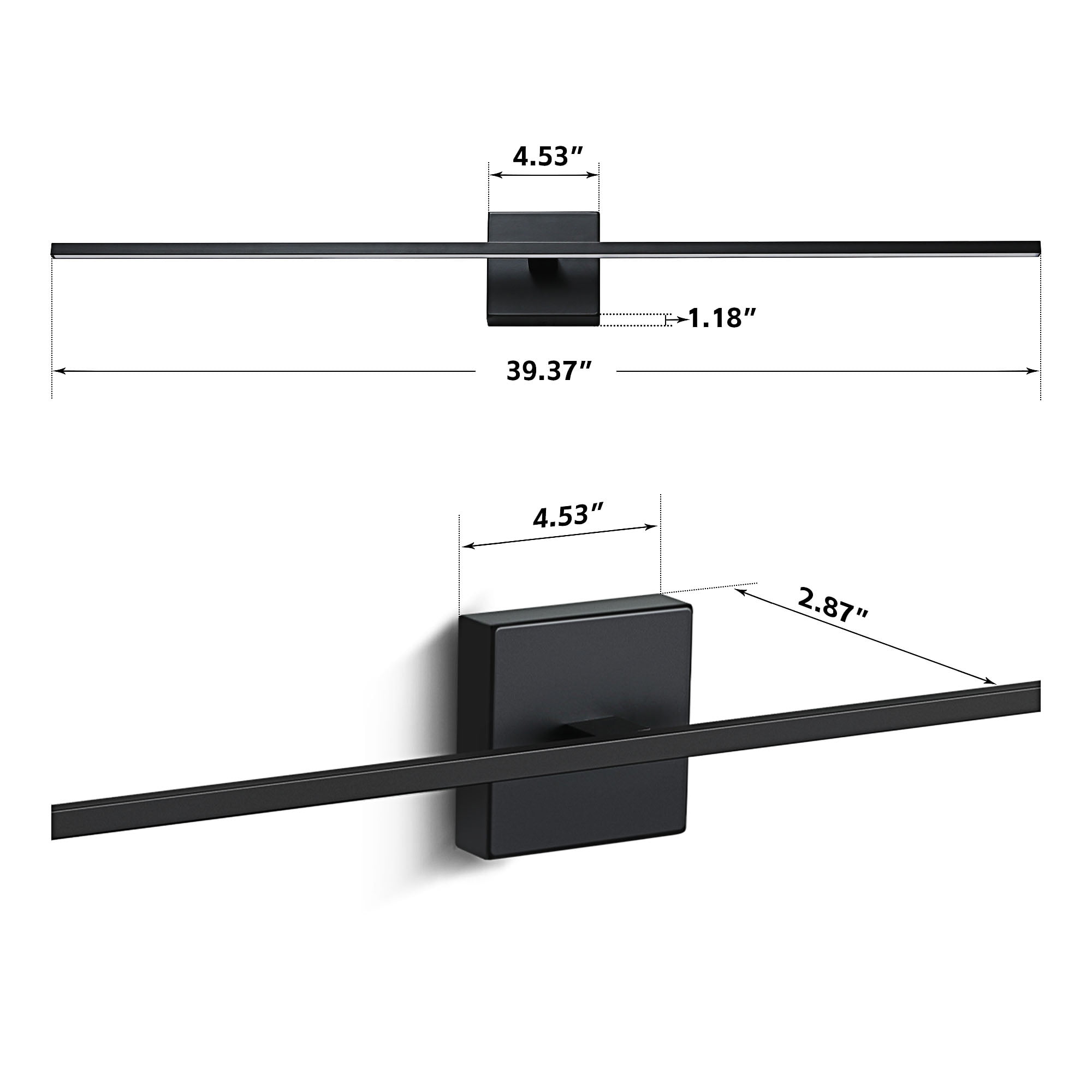KAISITE Modern Bathroom Vanity Light 39 inch Dimmable Black Bathroom Light Fixtures for Bathroom Wall Sconce with 3500K Warm Light Bedroom