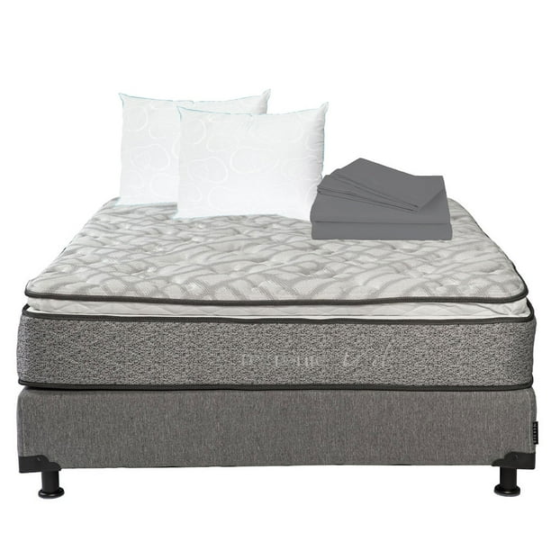 Colchón Queen Size Restonic Vail + Box + 2 Almohada Osos + Sábanas Basic