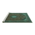 thumbnail image 2 of Ahgly Company Machine Washable Indoor Rectangle Medallion Turquoise Blue Traditional Area Rugs, 2' x 3', 2 of 4