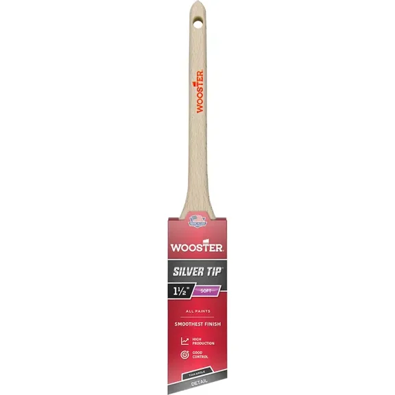 1-1/2" Wooster Brush Company 5224 Silver Tip CT Polyester Angle Sash Paint Brush