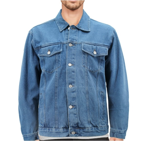 Men’s Cotton Button Up Casual Unlined Denim Classic Trucker Jean Jacket (Light Blue, XL)