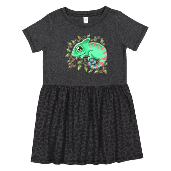 Inktastic Tiny, Cute Chameleon Girls Toddler Dress