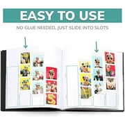 pbf Scrapbook Photo Album, Guest Book with Photo Insert, Black Scrapbook with Plastic Sleeves & Black Pages, Scrapbook Album for 2x6 Photo Strips, Memory Book, Wedding Scrapbook