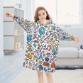 thumbnail image 5 of FORMRS Wearable Blanket Hoodie with Sleeves for Kids Cozy Flannel Sweatshirt, Doodle Pattern, 5 of 7