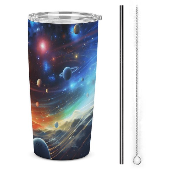 Galaxy Star Outer Space Tumbler with Lids And Straws Insulated Cup Reusable Stainless Steel Water Bottle Travel Mug