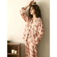 thumbnail image 1 of Conjunto de pijamas de 2 piezas para mujer, traje de casa de dibujos animados, cómodo, estampado a cuadros, Tops de manga larga, pantalones, ropa de estar por casa para primavera y otoño, 1 of 4