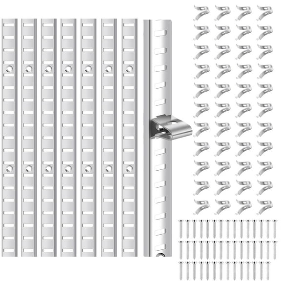 Heavy Duty Shelf Track System 40 Inch - 8 Pack Adjustable Shelf Rails with 44 Screws & 44 Supports for Closet, Cabinet, and Wall Organization, Ideal for Home & Commercial Use