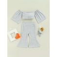 thumbnail image 4 of xiaxaixu Girls 2 Pieces Outfit, Tie-Up Bowknot Off-Shoulder Tops + Pants Set, 4 of 8