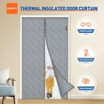 thumbnail image 3 of MAGZO Magnetic Winter Thermal Insulated Door Curtain Fits Door Size 37" x 80", Oxford Cloth Strong Magnets Winter Entrance Insulation, Thicken Cotton Entrance Cover for Doorways, Gray, 3 of 5