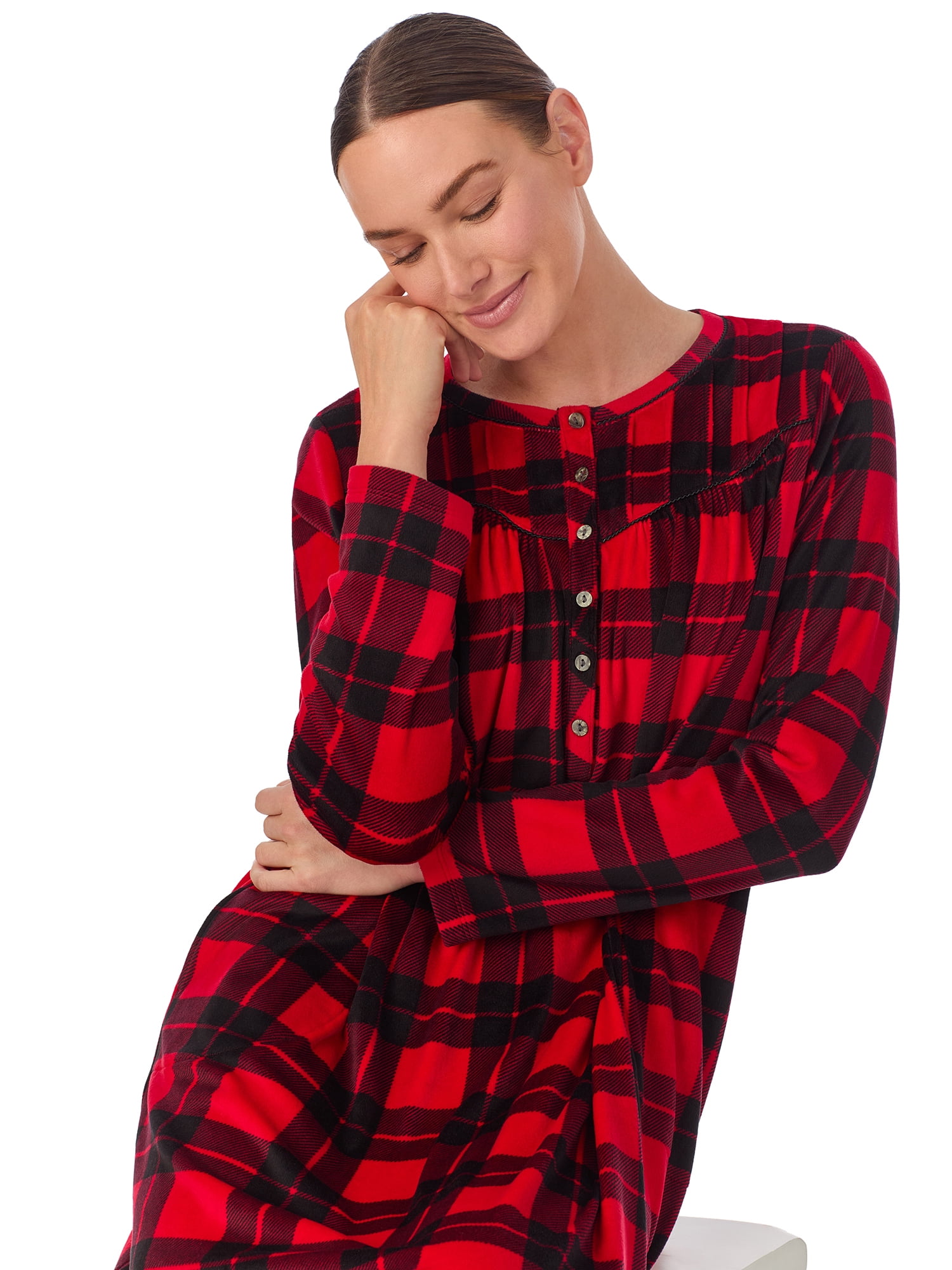 Aria Women’s Long Sleeve Strech Velour 44" Sleepwear Gown, Sizes S-4X