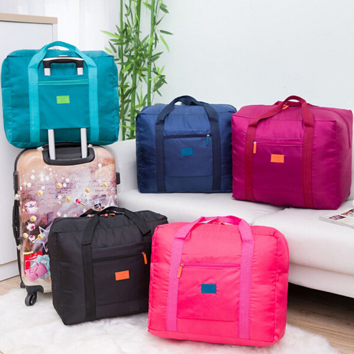 Foldable Duffel Bag Travel Luggage Bag Large-capacity Clothes Storage Organizer Carry-On Handbag ...