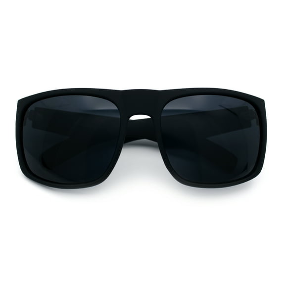 Mens Rectangular Matte Black Gangster Oversize Plastic Sport Sunglasses