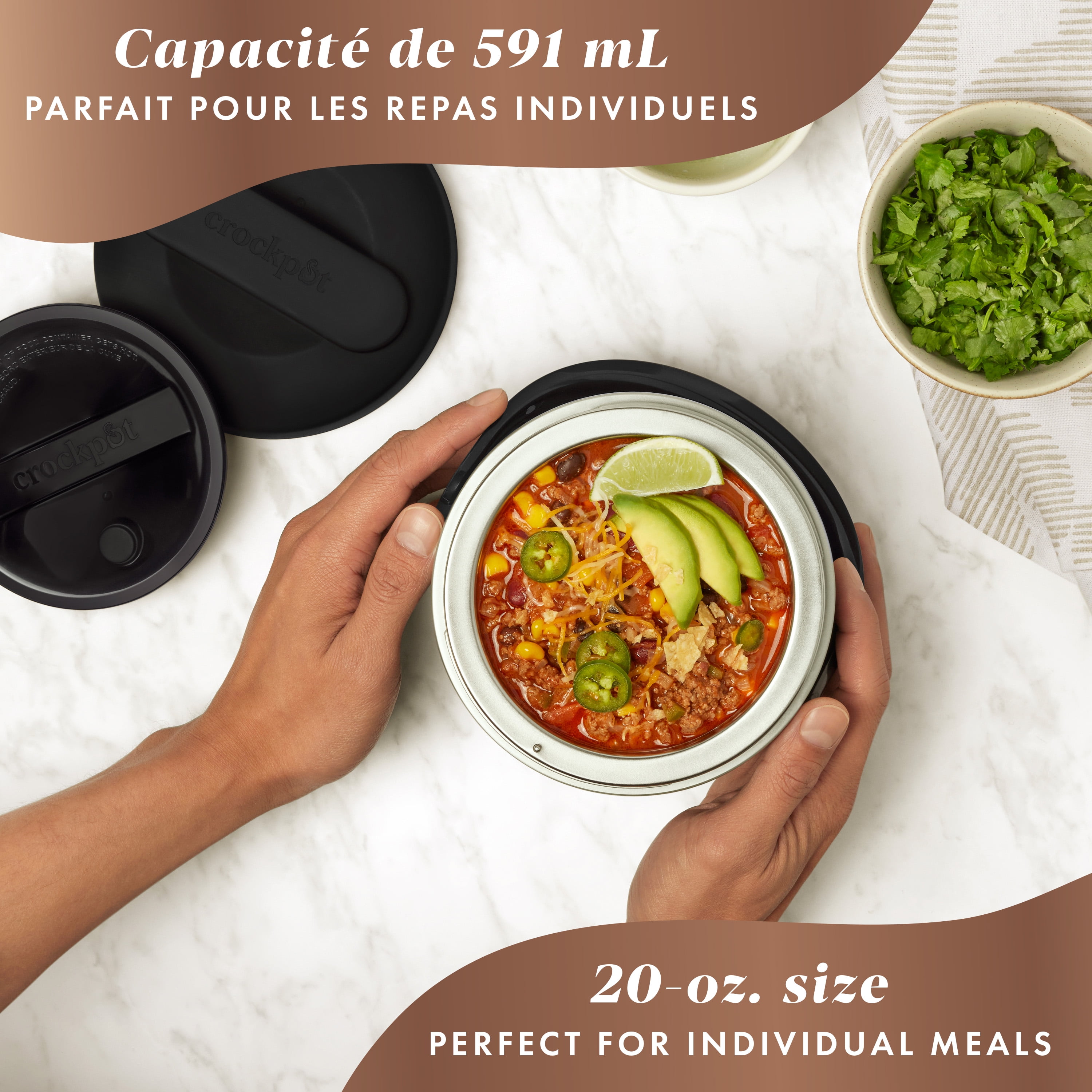 Boîte à lunch électrique Crockpot, chauffe-plats portable pour les déplacements, 591 mL, réglisse noire 1 unité