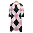 thumbnail image 6 of Pink And Black Argyle Pattern-2 Womens Summer Dress Tie Back A Line Flare Dress, 6 of 9