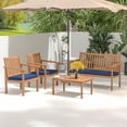 thumbnail image 1 of Costway 4 PCS Patio Wood Furniture Set with Loveseat, 2 Chairs & Coffee Table for Porch Navy, 1 of 10
