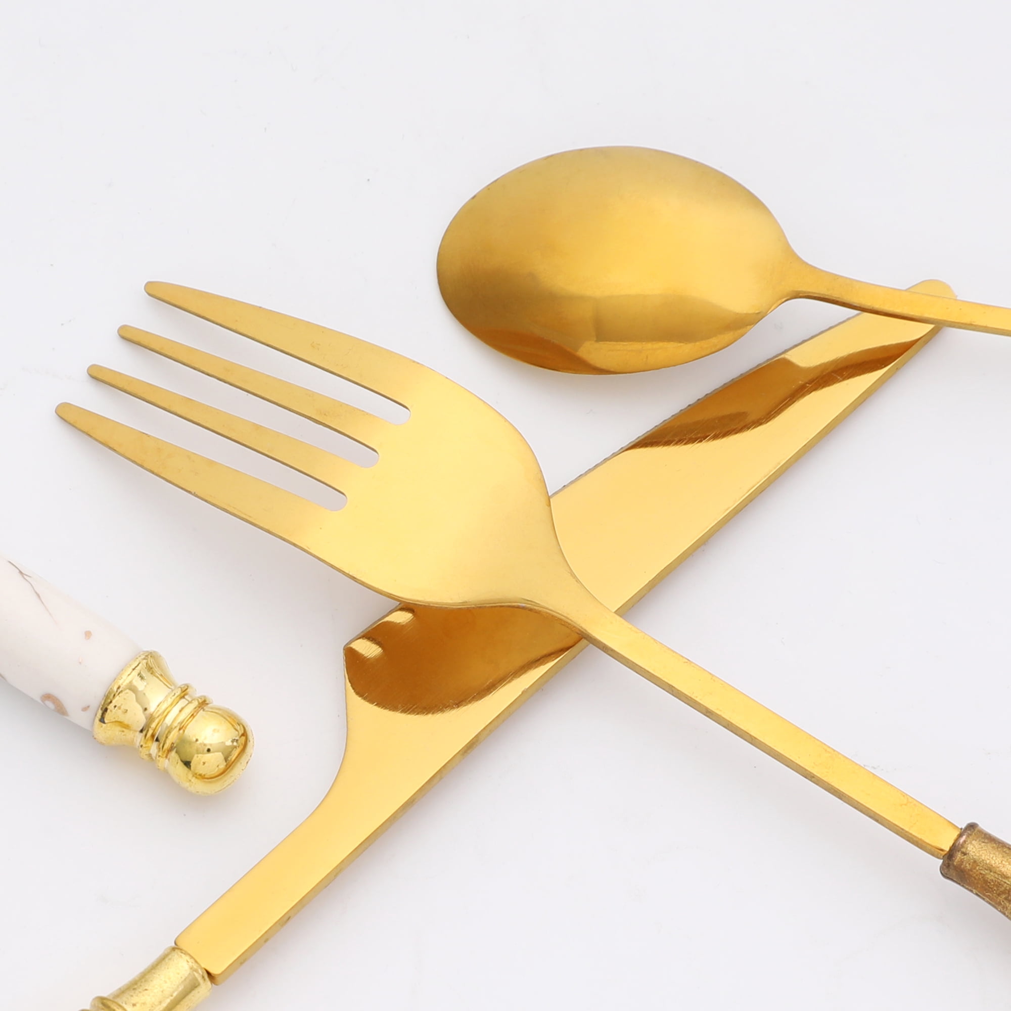 Unique Bargains 4Pcs Stainless Steel Flatware Set For 1 White