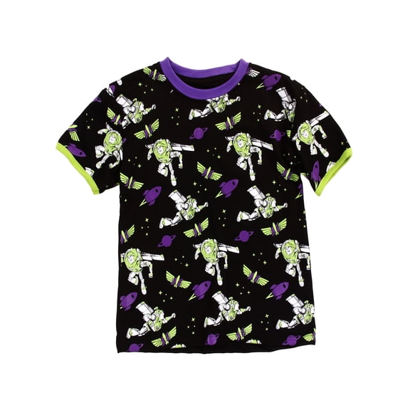 Toy Story Little Boys' Buzz Lightyear Allover Print T-Shirt, Black (2T)