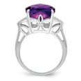 thumbnail image 2 of Sterling Silver Rhodium-plated Checker-Cut Amethyst & Diamond Ring, 2 of 5