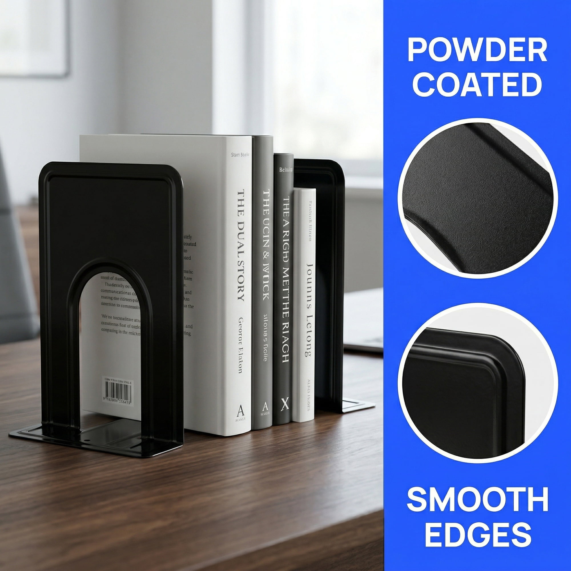 Unique Bargains Expandable Iron Bookends with Compartments Black 5.2"L x 6.5"W x 8.5"H