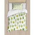 thumbnail image 1 of Botanical Duvet Cover Set Twin Size, Image of Trees with Leaves in Summer Season on Plain Background, Decorative 2 Piece Bedding Set with 1 Pillow Sham, White Apple Green Caramel, by Ambesonne, 1 of 3