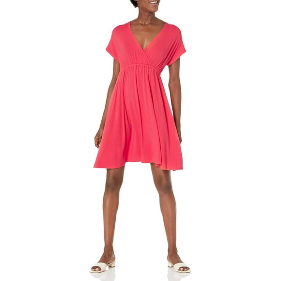 walmart Essentials Womens Women's Plus Size Surplice Dress_dnu