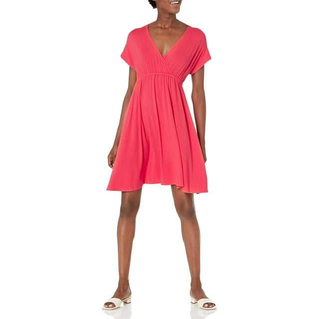 walmart Essentials Womens Women's Plus Size Surplice Dress_dnu