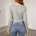 thumbnail image 4 of Zpanxa Women Long Sleeve Tops Scalloped V Neck Slim Fit Casual Solid Color Tee for Daily Wear, 4 of 7
