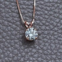 Women's 4 Prong Solitaire Pendant Necklace 18" 1ct Simulated Diamond 14K Rose Gold Plated
