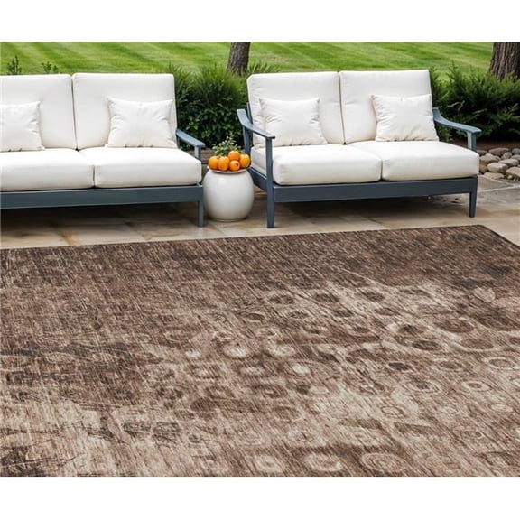 HomeRoots 576987 9 x 12 ft. Ikat Washable Indoor & Outdoor Rectangle Area Rug, Chocolate