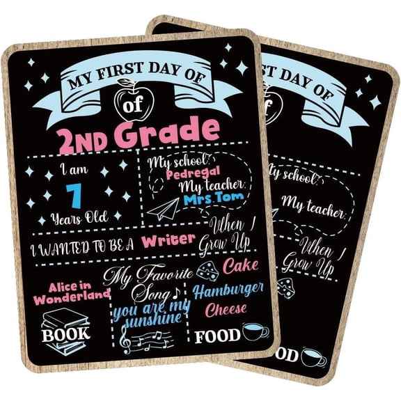 1 pc MDF Double- Sided First Day of School Chalkboard Rectangle Colorful 356x280mm