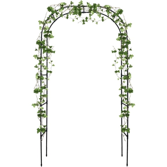 Garden Trellis - 47(L) * 94(H) inch, Garden Arch for Climbing Plants Outdoor, Thickened, Plastic-Wrapped Anti-Rust Technology, Suitable for Garden, Lawn Wedding, Festival Decoration(Black)
