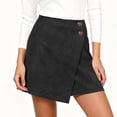 thumbnail image 2 of Wutalume Women's High Waist Suede Faux Leather Asymmetric Hem Mini Skirt, Solid Color with Zipper Detail, Edgy Style for Night Out and Party,Black L, 2 of 4