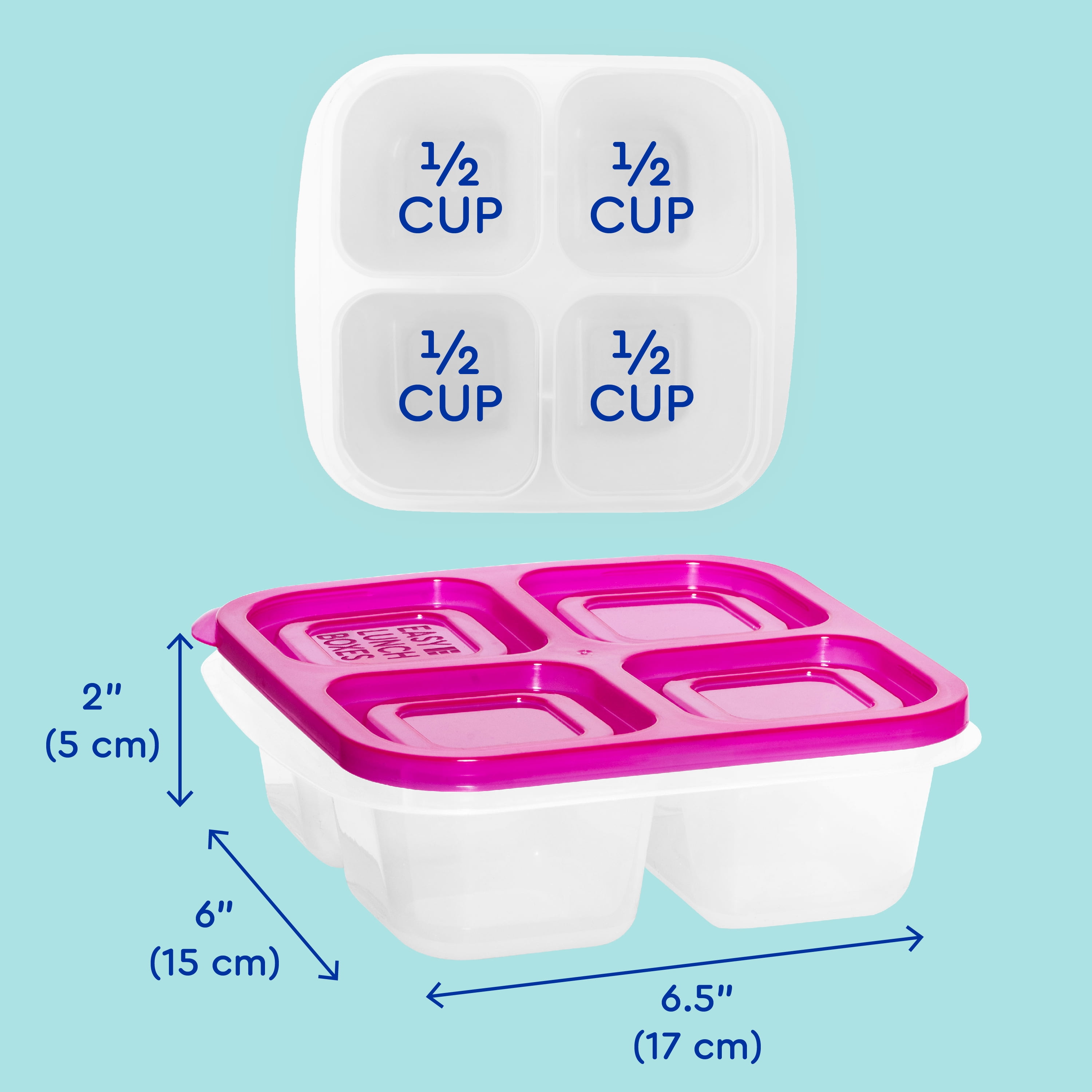 6 Pack Snack Containers, 4 Compartment Divided Snack Container for Kids,  Bento Snack Box for Adults,…See more 6 Pack Snack Containers, 4 Compartment