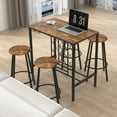 thumbnail image 3 of Costway 5PCS Bar Table & Stools Set Industrial Bistro Set with Wine Rack & Glass Holder, 3 of 9