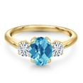 thumbnail image 3 of Gem Stone King 18K Yellow Gold Plated Silver Ring Checkerboard Topaz Moissanite (1.76 Cttw), 3 of 7