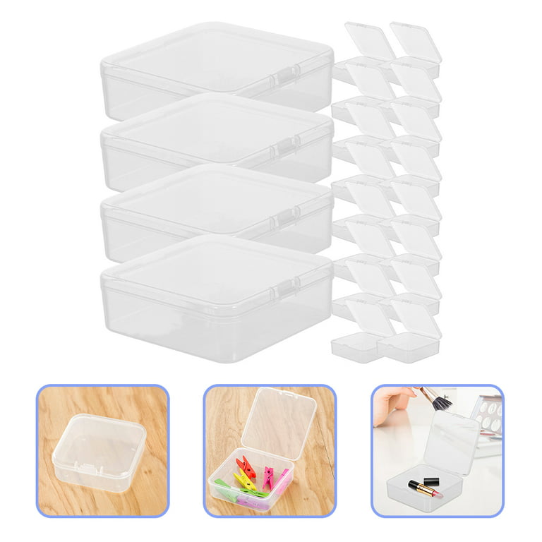 Frcolor 20pcs Small Clear Plastic Box Small Bead Boxes Plastic Crafts Storage Boxes with Lid
