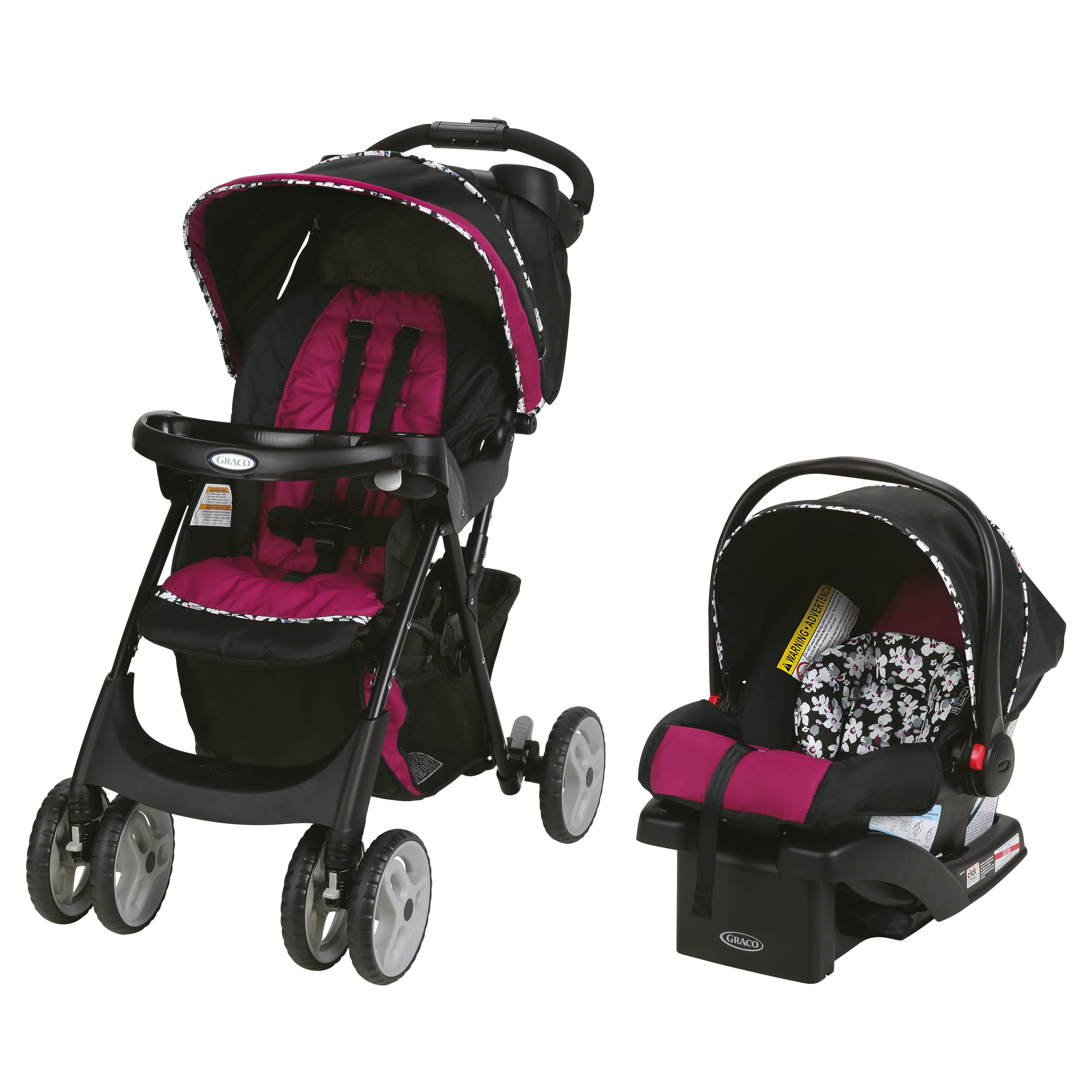 pink and black travel system