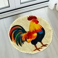 thumbnail image 5 of Latch Hook Rug Kit Colorful Rooster Stamped Handmade Round Shape Carpet Crochet Yarn Craft DIY Hook and Latch Door Mat Tapestry for Home Floor Decor 50x50cm(2), 5 of 7