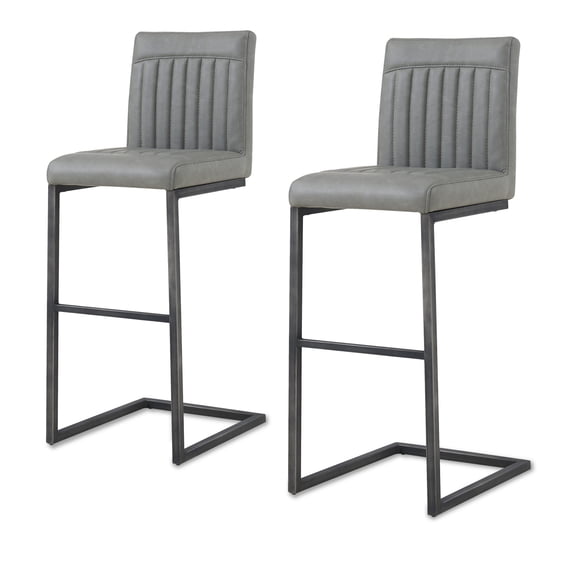 Ronan PU Leather Bar Stool,Set of 2 - Antique Graphite Gray