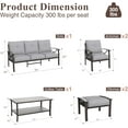 thumbnail image 3 of Outdoor Patio Furniture Set, 6 Piece Patio Conversation Set with Coffee Table and Ottomans, Metal Furniture Set for Porch Backyard Garden, Grey, 3 of 8