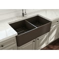 thumbnail image 4 of BOCCHI Classico Farmhouse Apron Front Fireclay 33 in. Double Bowl Kitchen Sink with Protective Bottom Grid and Strainer in Matte Brown, 4 of 5