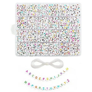kataawen 1000 Pieces Colorful Letter Beads for Friendship Bracelets, 4x7mm  Black Colored Alphabet Bracelet Making Kit Letters with Crystal Line, AZ
